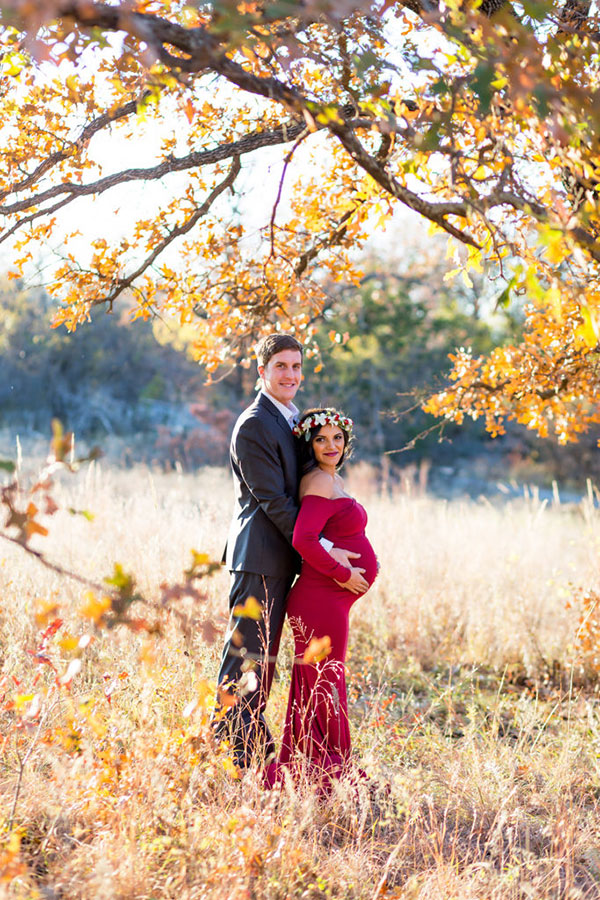 عکس پاییزی زن و شوهر در بارداری